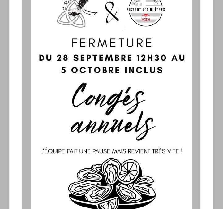 ⚠️Nous serons fermés du dimanche 28 septembre 12h30 au lundi…